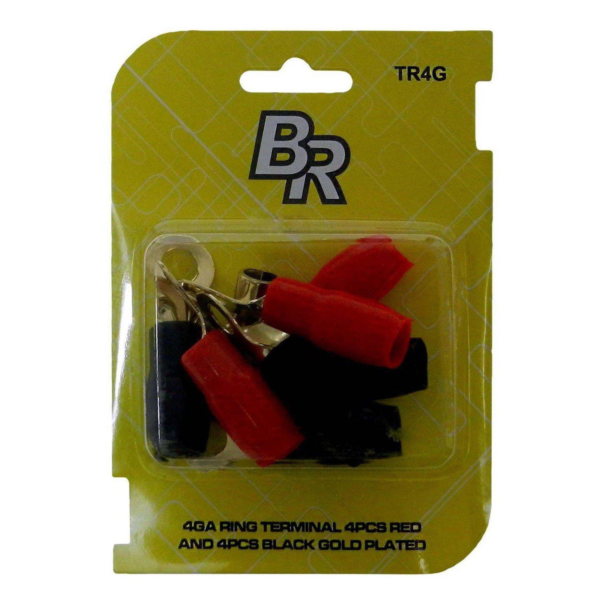 TR4G Black/Red Gold Plated Ring Terminal Crimp Connectors 4GA (8 pieces)-Bass Rockers-5