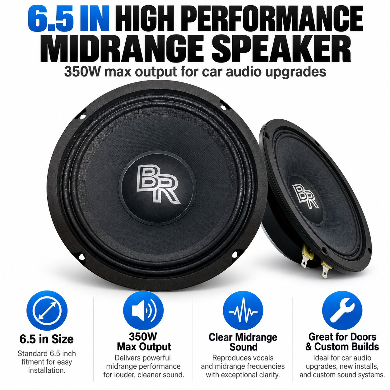 Bass Rockers 4X 6.5in 350W Midrange Speakers + 2X 300W Super Tweeters