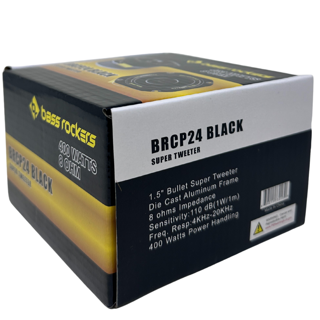 Bass Rockers BRCP24 4" Bullet Tweeter, 400W Peak/200W RMS, 8-Ohm Die-Cast Aluminum Body, High-Output (up to 110 dB), 4kHz-20kHz Frequency Response