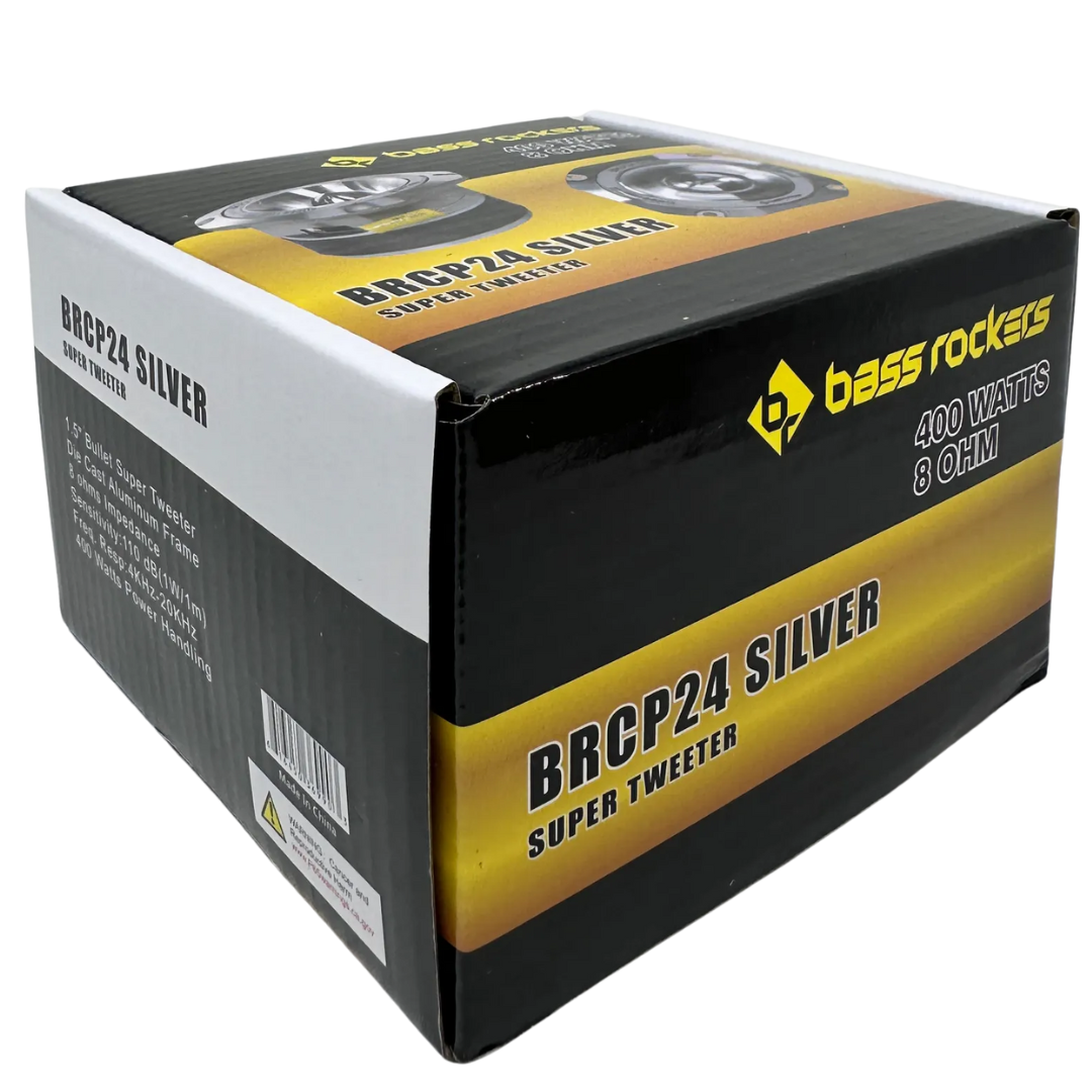 Bass Rockers BRCP24 4" Bullet Tweeter, 400W Peak/200W RMS, 8-Ohm Die-Cast Aluminum Body, High-Output (up to 110 dB), 4kHz-20kHz Frequency Response