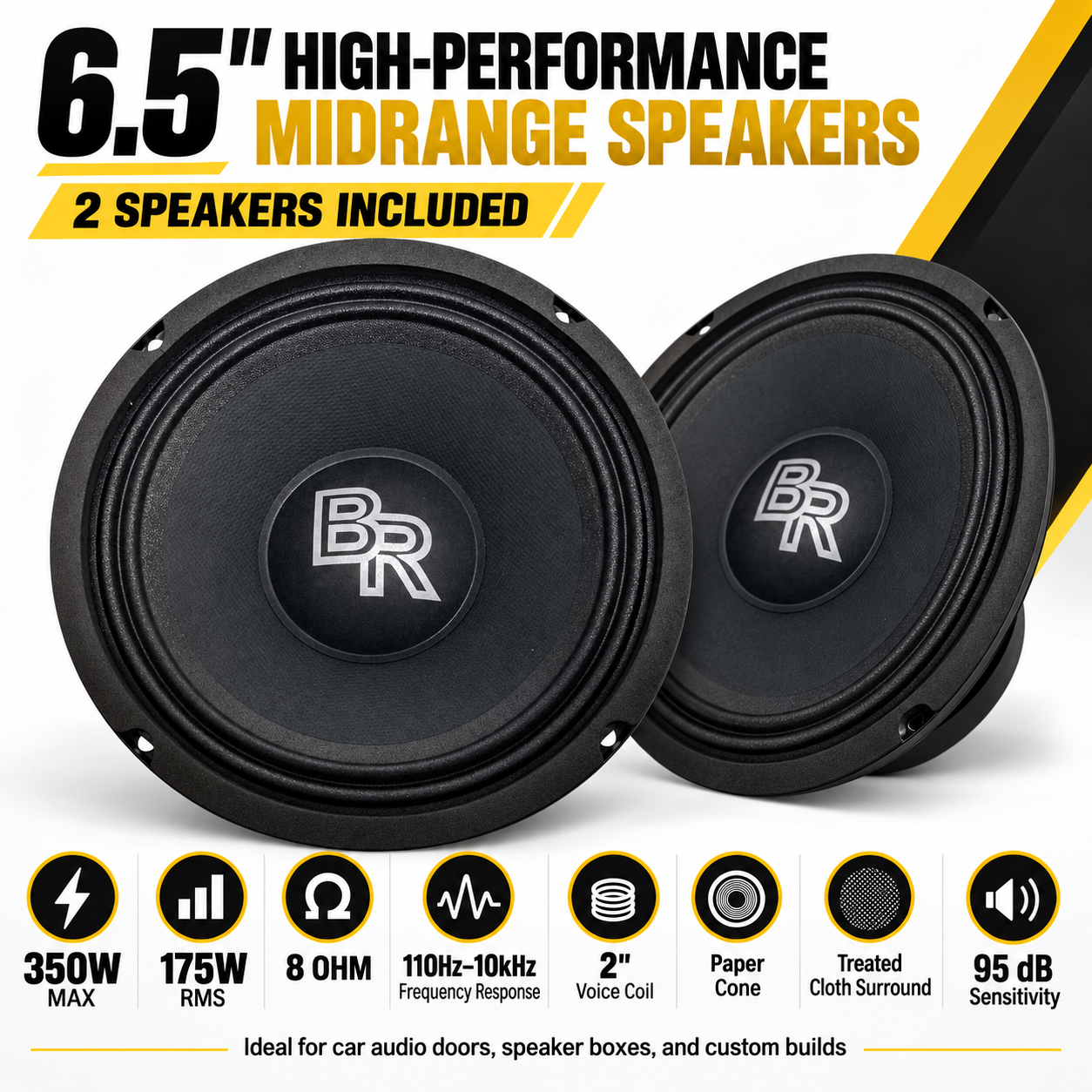 Bass Rockers 2X 6.5 350W Midrange Speakers + 2X 300W Super Tweeters
