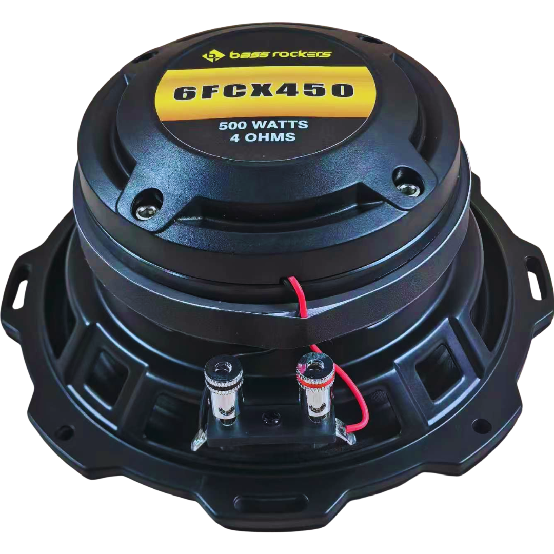 Bass Rockers 6FCX450 2-Way Coaxial Car Speakers (Pair) – 250W RMS / 500W Max, 4 Ohm, 97 dB High Sensitivity, 120Hz–20kHz Frequency Response, Includes Protective Grilles