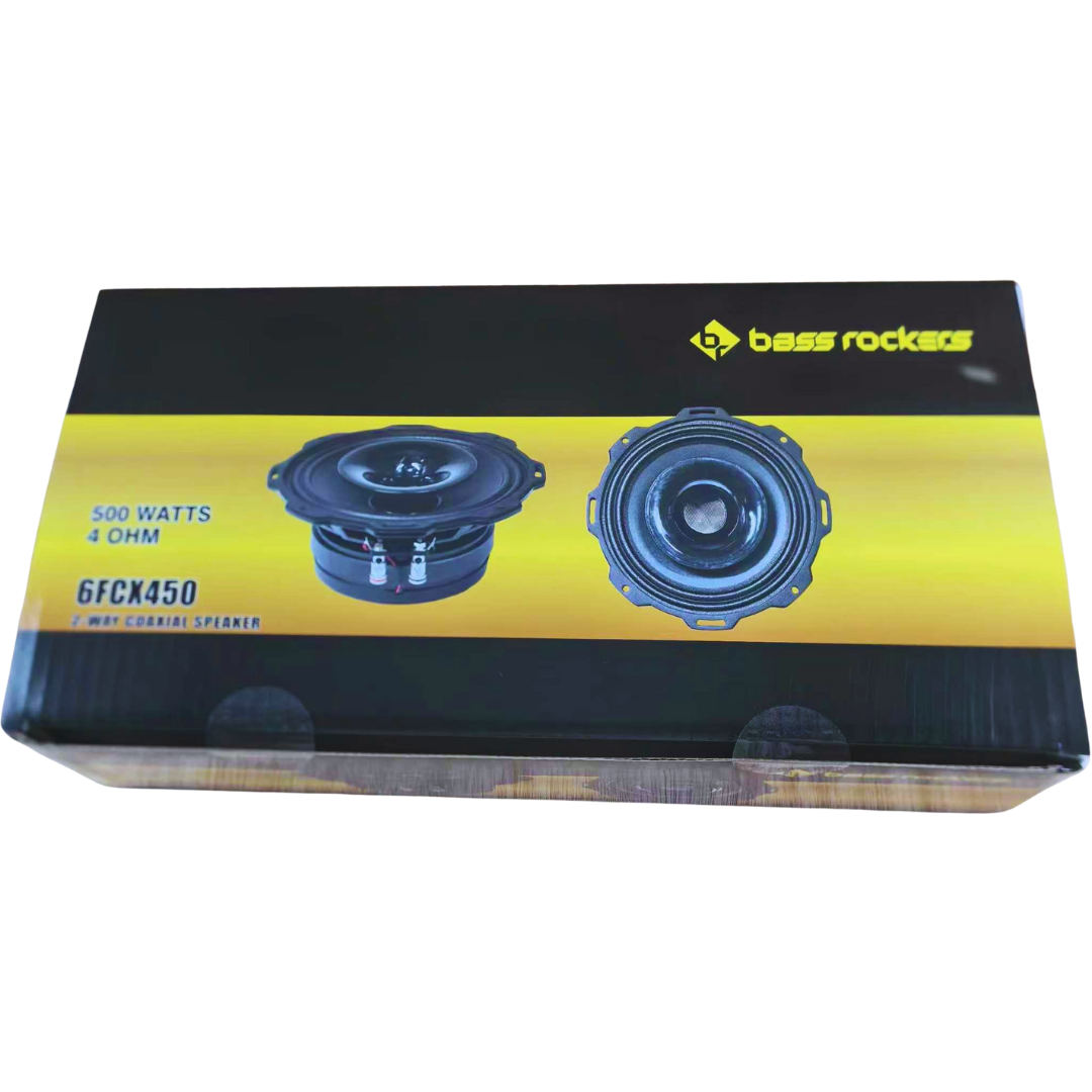 Bass Rockers 6FCX450 2-Way Coaxial Car Speakers (Pair) – 250W RMS / 500W Max, 4 Ohm, 97 dB High Sensitivity, 120Hz–20kHz Frequency Response, Includes Protective Grilles