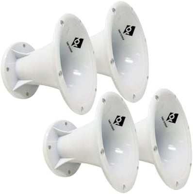 Bass Rockers 2” Throat 5.65” Exit Colorful Horn Wave Guide UV Resistant Chrome Finish for Bolt on Compression Driver 5.3” Height (4 Pack)