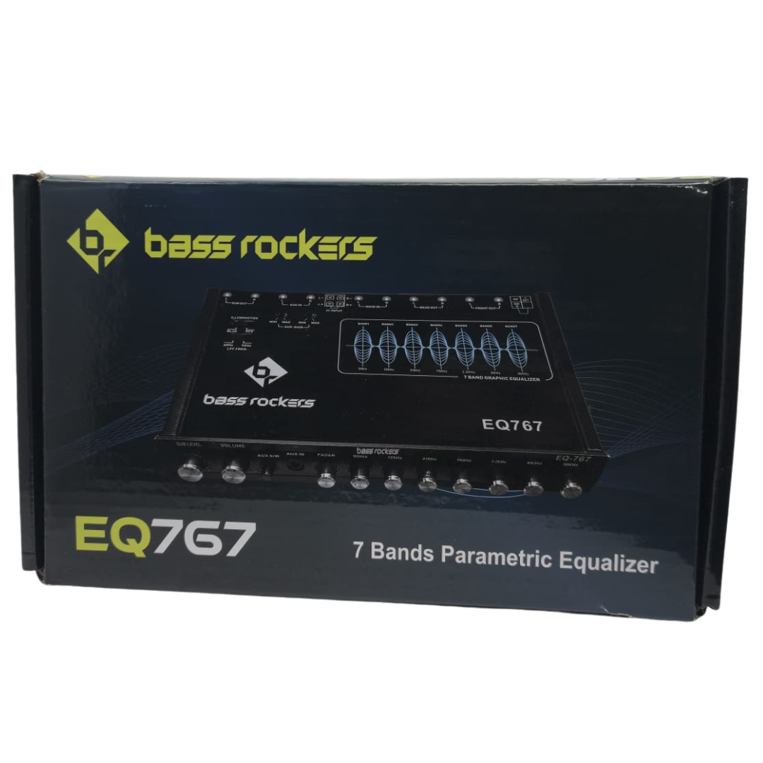 EQ767 7-Band Parametric Equalizer for Car Audio, High Voltage 7V Output, Hi-Lo Input, AUX Input, Sub Bass Control, Red/Blue LED, 25Hz–50kHz