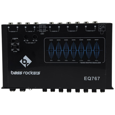 EQ767 7-Band Parametric Equalizer for Car Audio, High Voltage 7V Output, Hi-Lo Input, AUX Input, Sub Bass Control, Red/Blue LED, 25Hz–50kHz