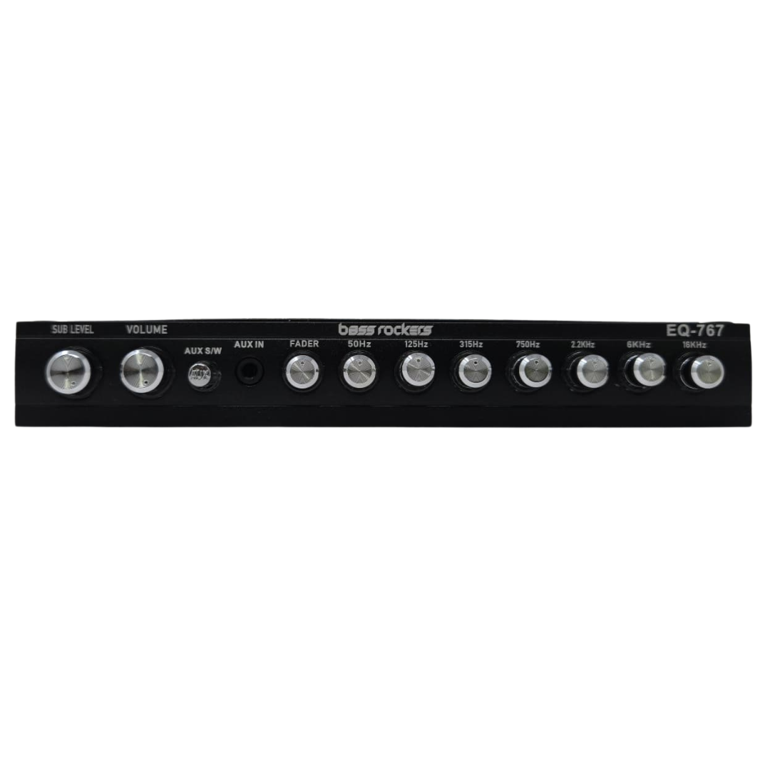 EQ767 7-Band Parametric Equalizer for Car Audio, High Voltage 7V Output, Hi-Lo Input, AUX Input, Sub Bass Control, Red/Blue LED, 25Hz–50kHz
