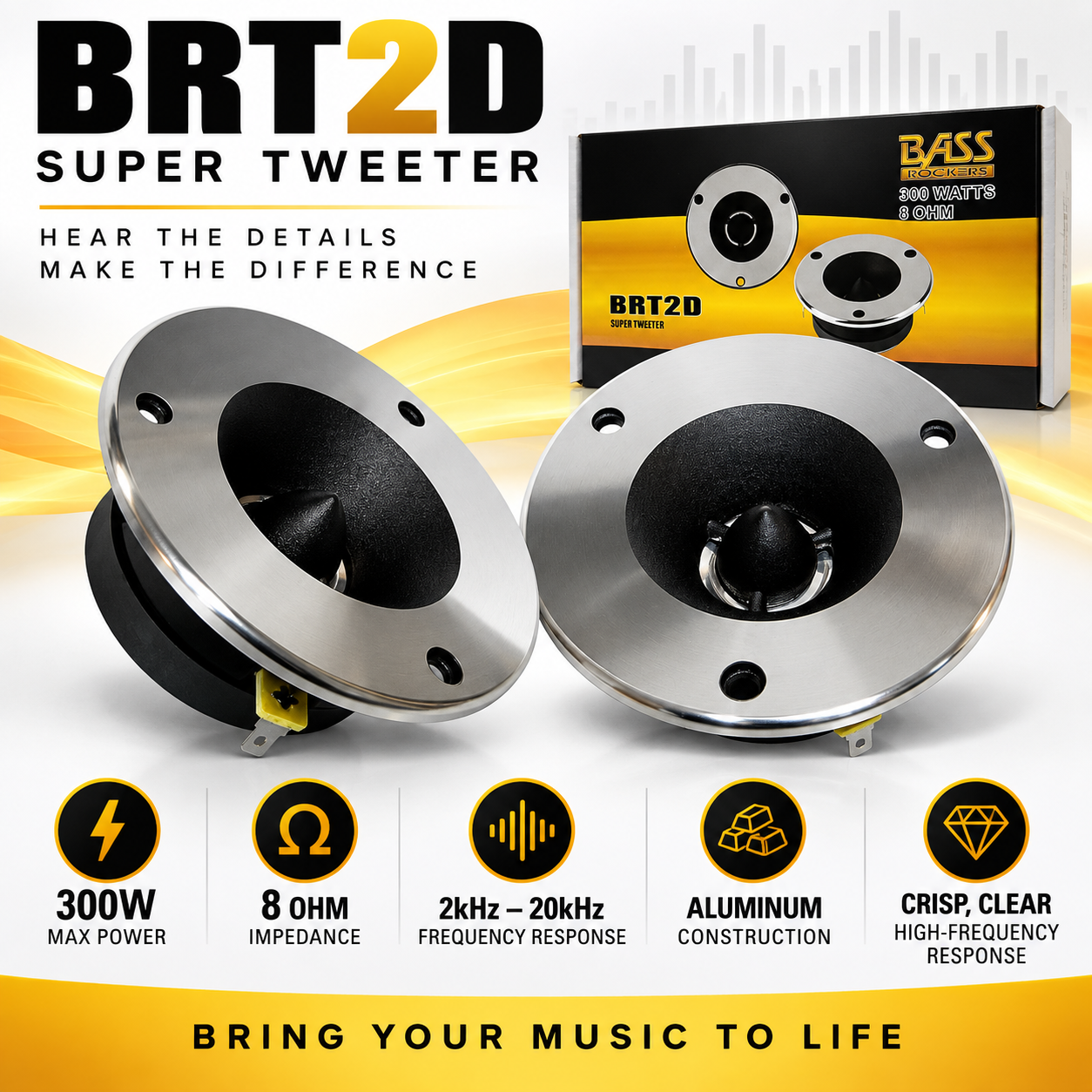 Bass Rockers 4X 6.5 300W Midrange Speakers + 4X 300W Super Tweeters