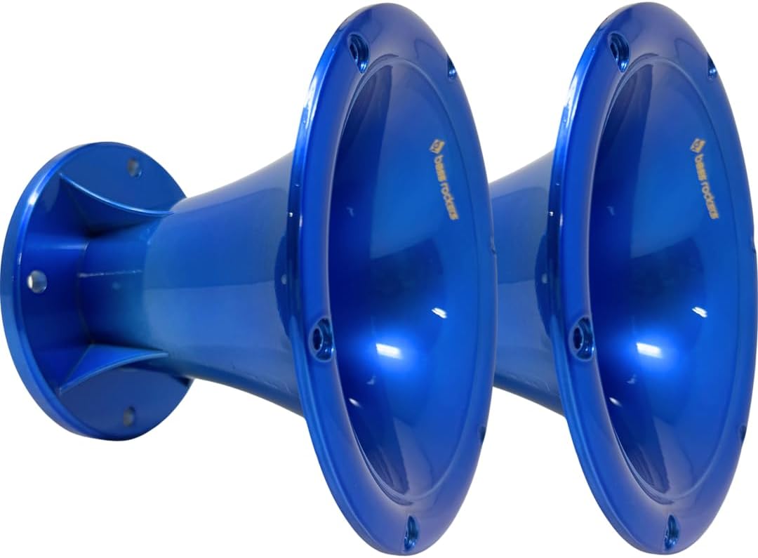 Bass Rockers 2” Throat 5.65” Exit Colourful Horn Wave Guide UV Resistant Chrome Finish for Bolt on Compression Driver 5.3” Height (2 Pack)