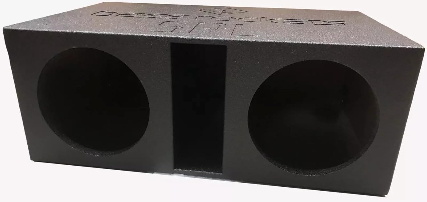 Bass Rockers 15” Dual Vented SPL Subwoofer Enclosure Box, Ported Divided Design, Tuff Coated Gloss, 3/4” Hardwood MDF, 6.0 cu ft, 4.5” Slot Port, CNC Logo, Spring Terminals