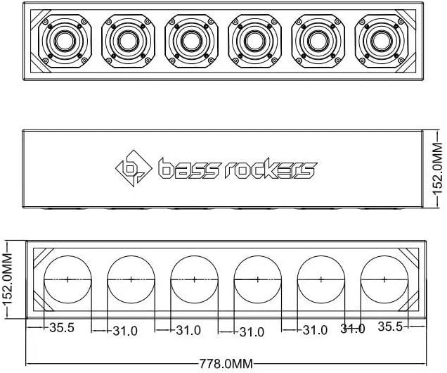 Bass Rockers 6 Tweeter Array Box Enclosure for 4