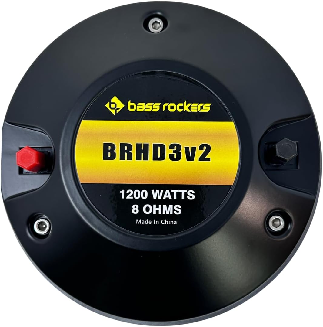 Bass Rockers BRHD3v2 Bolt-On Horn Compression Driver – 2” Throat, 3” Voice Coil, 8 Ohm, 600W RMS / 1200W Program