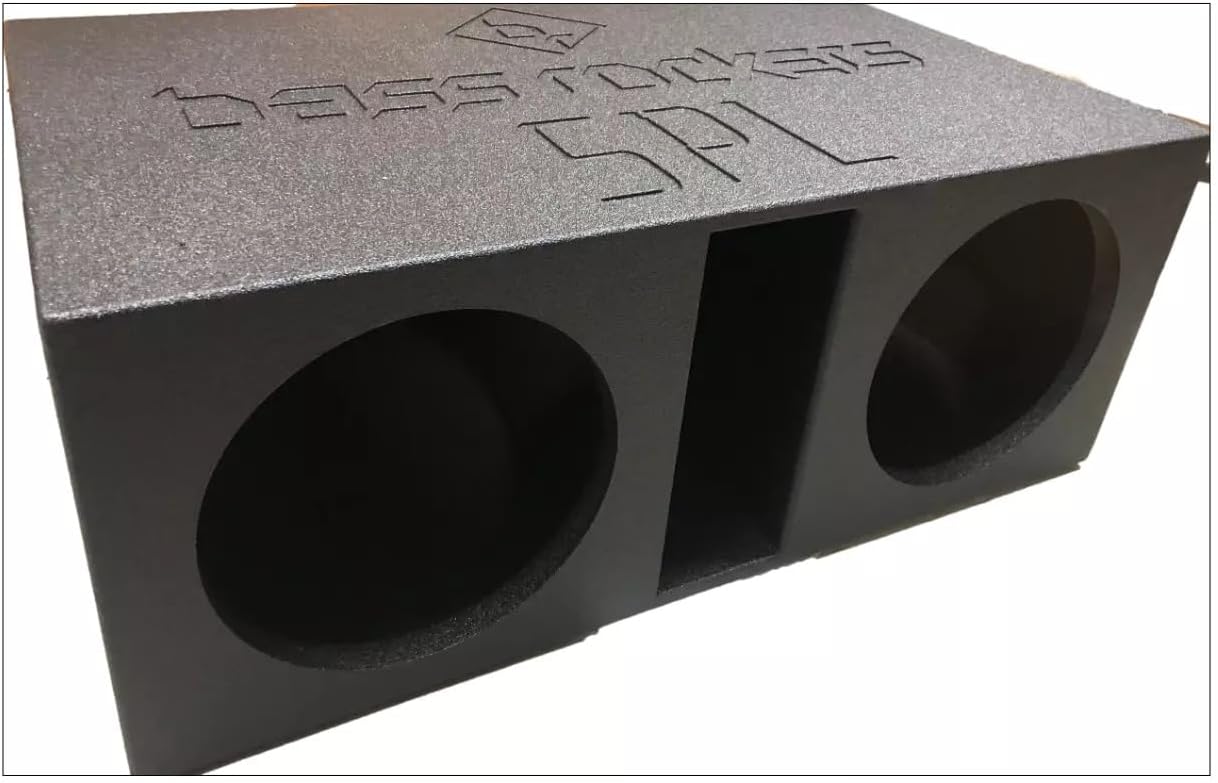 Bass Rockers 15” Dual Vented SPL Subwoofer Enclosure Box, Ported Divided Design, Tuff Coated Gloss, 3/4” Hardwood MDF, 6.0 cu ft, 4.5” Slot Port, CNC Logo, Spring Terminals