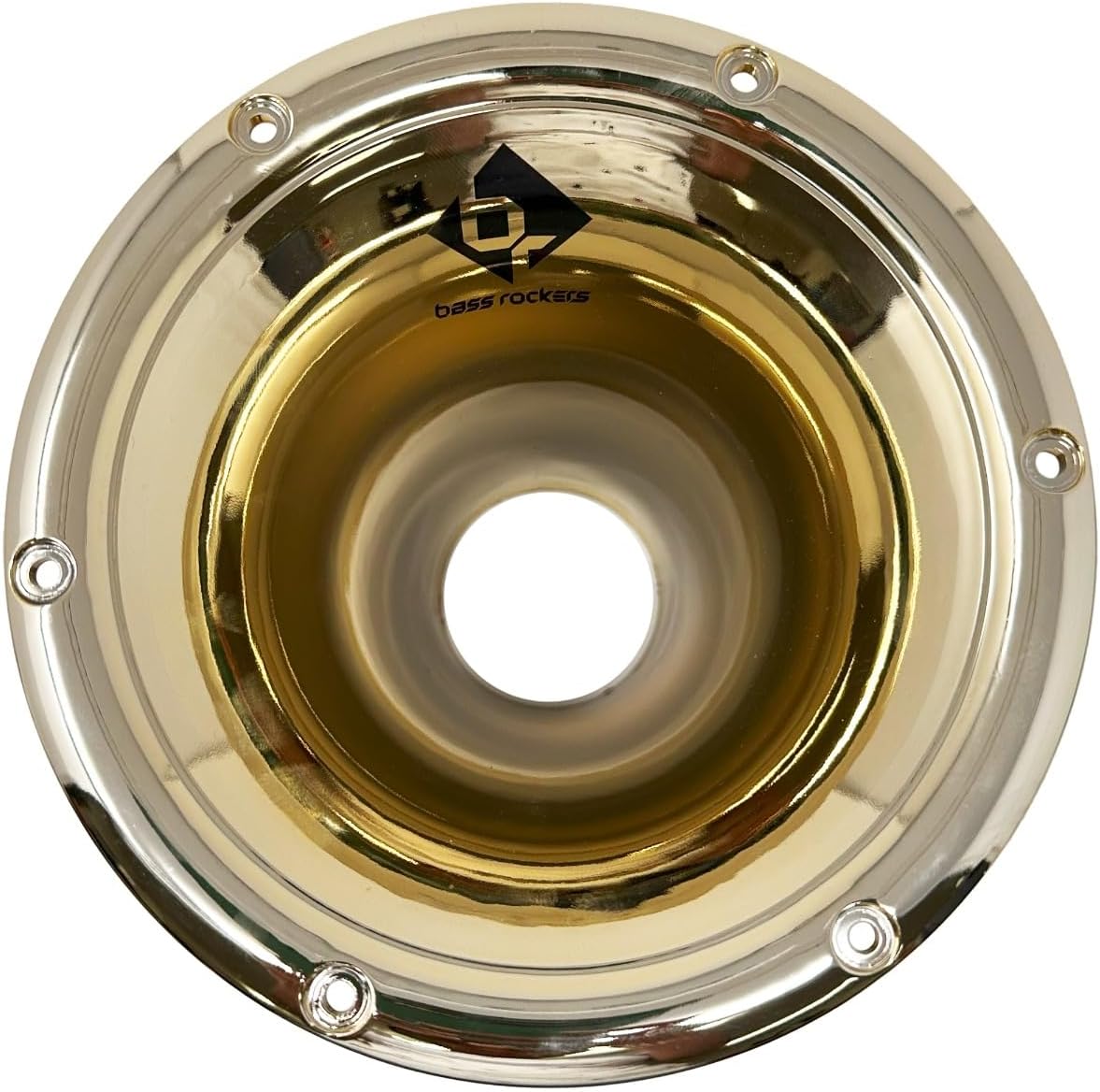 Bass Rockers 2” Throat 5.65” Exit Colourful Horn Wave Guide UV Resistant Chrome Finish for Bolt on Compression Driver 5.3” Height (2 Pack)