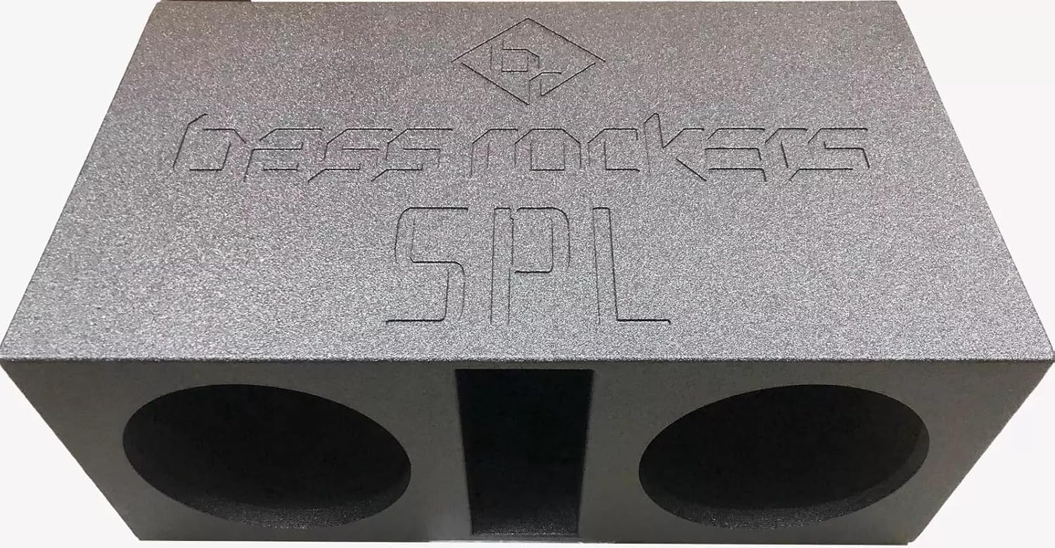 Bass Rockers 15” Dual Vented SPL Subwoofer Enclosure Box, Ported Divided Design, Tuff Coated Gloss, 3/4” Hardwood MDF, 6.0 cu ft, 4.5” Slot Port, CNC Logo, Spring Terminals