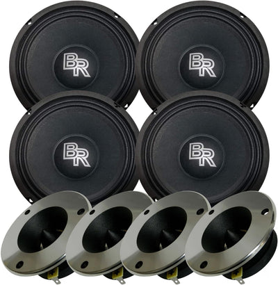 Bass Rockers 4X 6.5in 350W Midrange Speakers + 2X 300W Super Tweeters