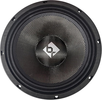BassRockers 10-Inch Water-Resistant Midbass Car Speaker 600W RMS / 1200W Max – Carbon Fiber Cone, 2.5” Voice Coil, Die-Cast Aluminum Basket, 8 Ohm High-Sensitivity 95dB Midrange/Midbass Loudspeaker – 82Hz–4.5kHz High Output Audio Driver (Single)
