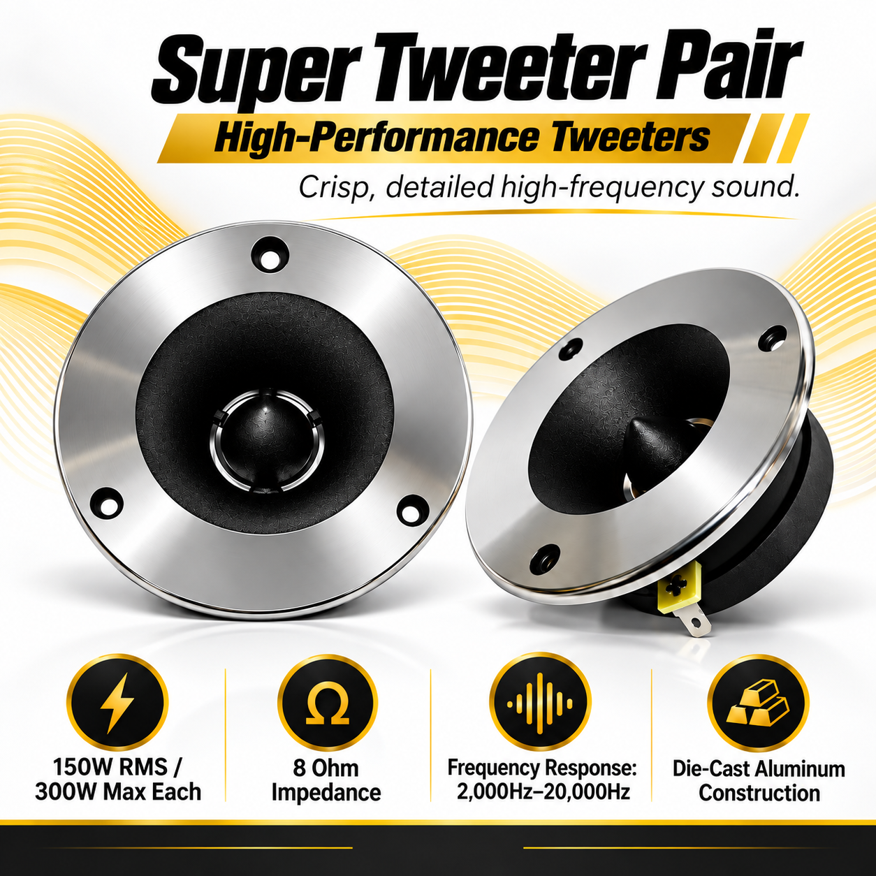 Bass Rockers 2X 6.5 300W Midrange Speakers + 2X 300W Super Tweeters