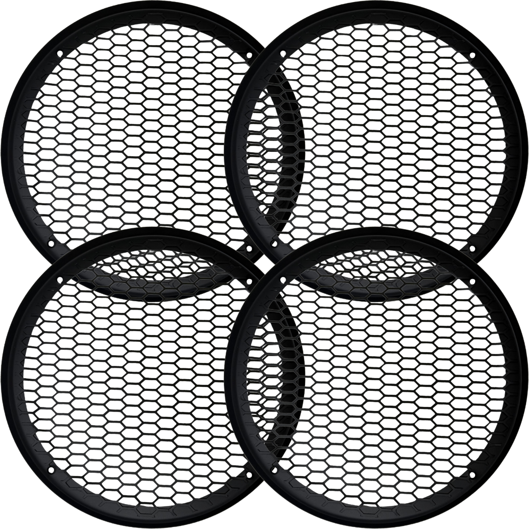 Bass Rockers 6.5" Metal Speaker Grill Cover Heavy-Duty Honeycomb Mesh Protective Grille Guard, Universal Fit for 6.5" Car Audio Door Speakers & Custom Boxes, Matte Black, 4-Hole Mount