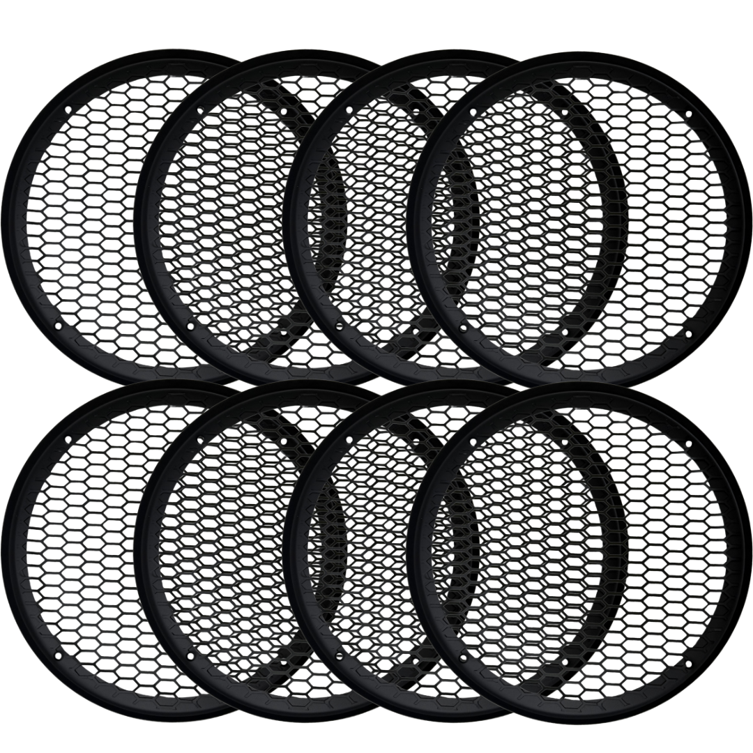 Bass Rockers 6.5" Metal Speaker Grill Cover Heavy-Duty Honeycomb Mesh Protective Grille Guard, Universal Fit for 6.5" Car Audio Door Speakers & Custom Boxes, Matte Black, 4-Hole Mount