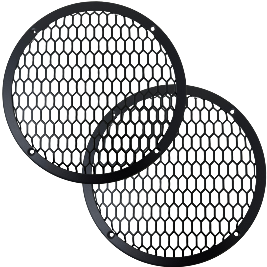 Bass Rockers 8" Metal Speaker Grill Cover HeavyDuty Hex Mesh Protective Grill Guard 8" Car Audio Speakers/Subwoofers, Universal Fit, Matte Black, 4-Hole Screw/Bolt Mount for Doors, Pods, Custom Boxes