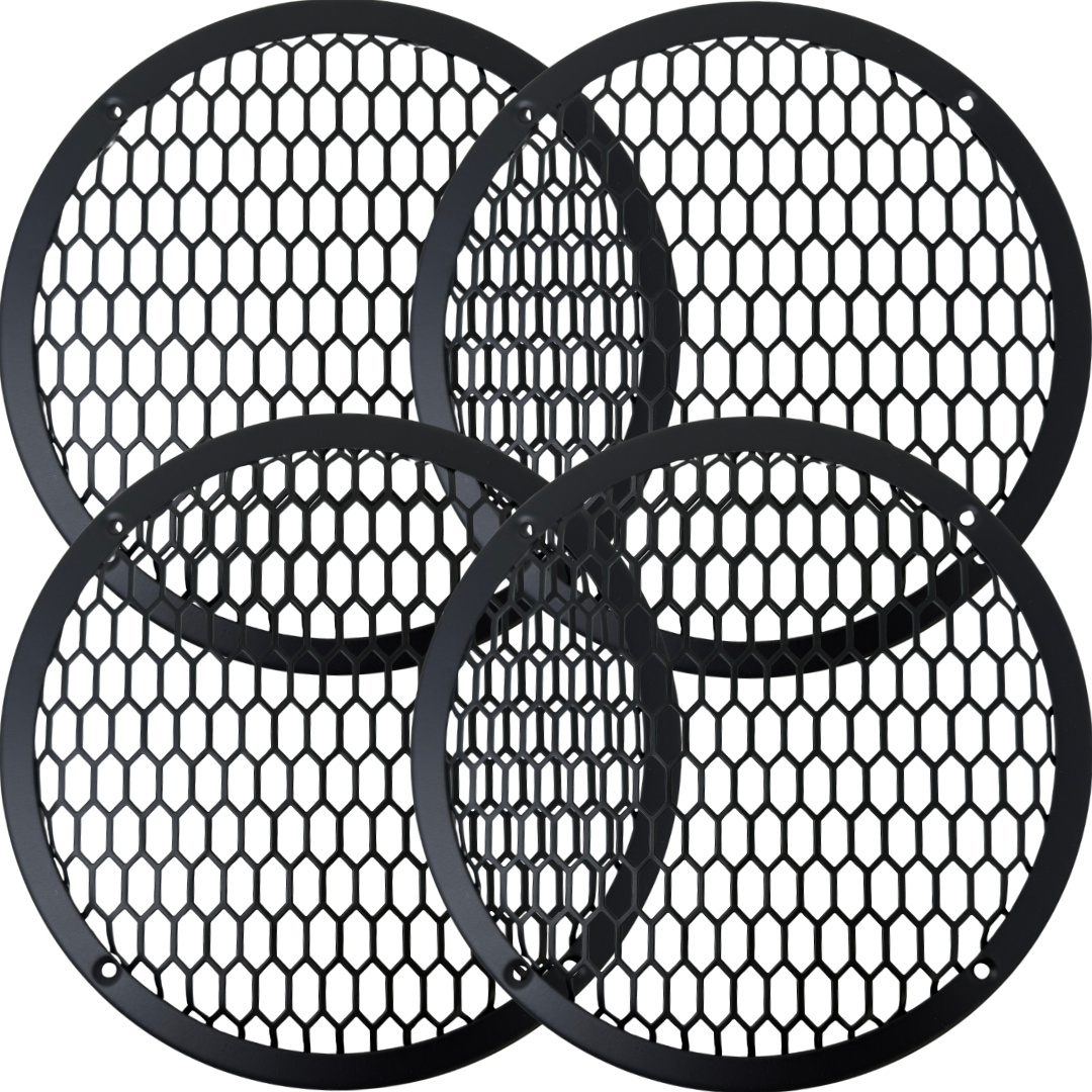 Bass Rockers 8" Metal Speaker Grill Cover HeavyDuty Hex Mesh Protective Grill Guard 8" Car Audio Speakers/Subwoofers, Universal Fit, Matte Black, 4-Hole Screw/Bolt Mount for Doors, Pods, Custom Boxes