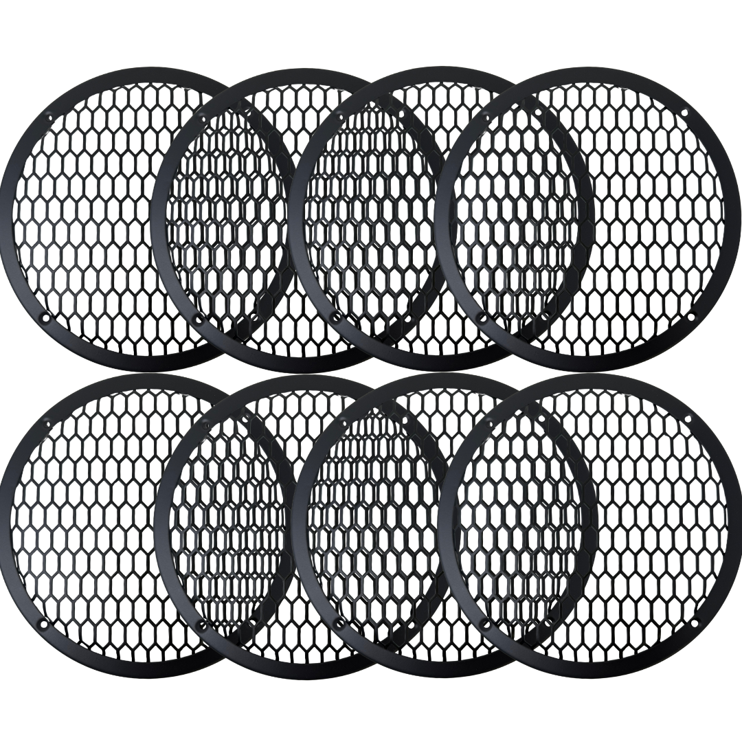 Bass Rockers 8" Metal Speaker Grill Cover HeavyDuty Hex Mesh Protective Grill Guard 8" Car Audio Speakers/Subwoofers, Universal Fit, Matte Black, 4-Hole Screw/Bolt Mount for Doors, Pods, Custom Boxes