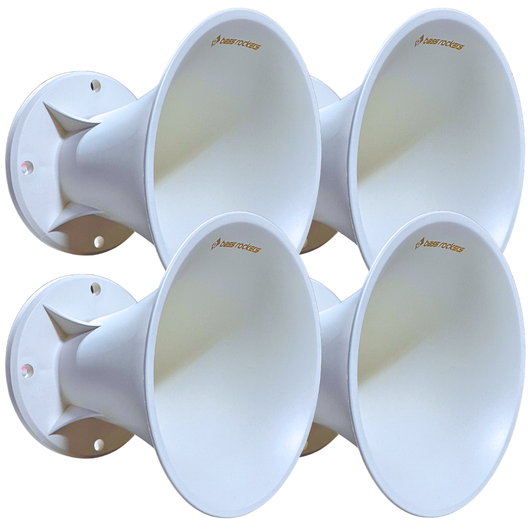 Bass Rockers WG1450 2” Exit Bolt-On Horn Waveguide, 45° x 45° Coverage, White ABS Lightweight Horn Lens, 2” Throat Compression Driver Horn, No Mounting Holes