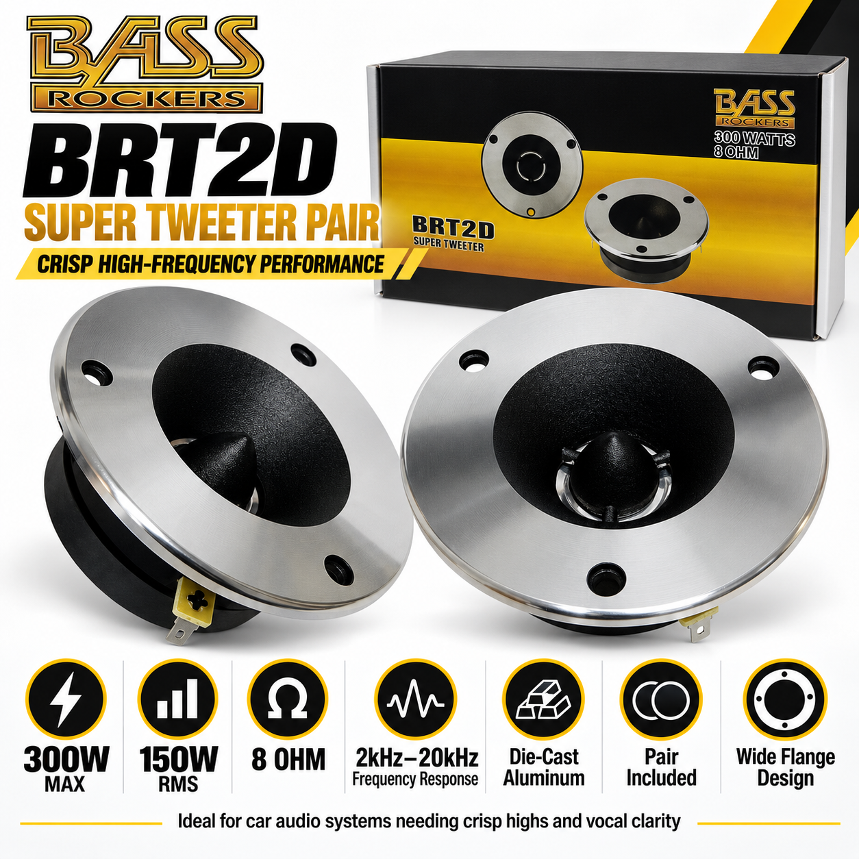 Bass Rockers 2X 6.5 350W Midrange Speakers + 2X 300W Super Tweeters