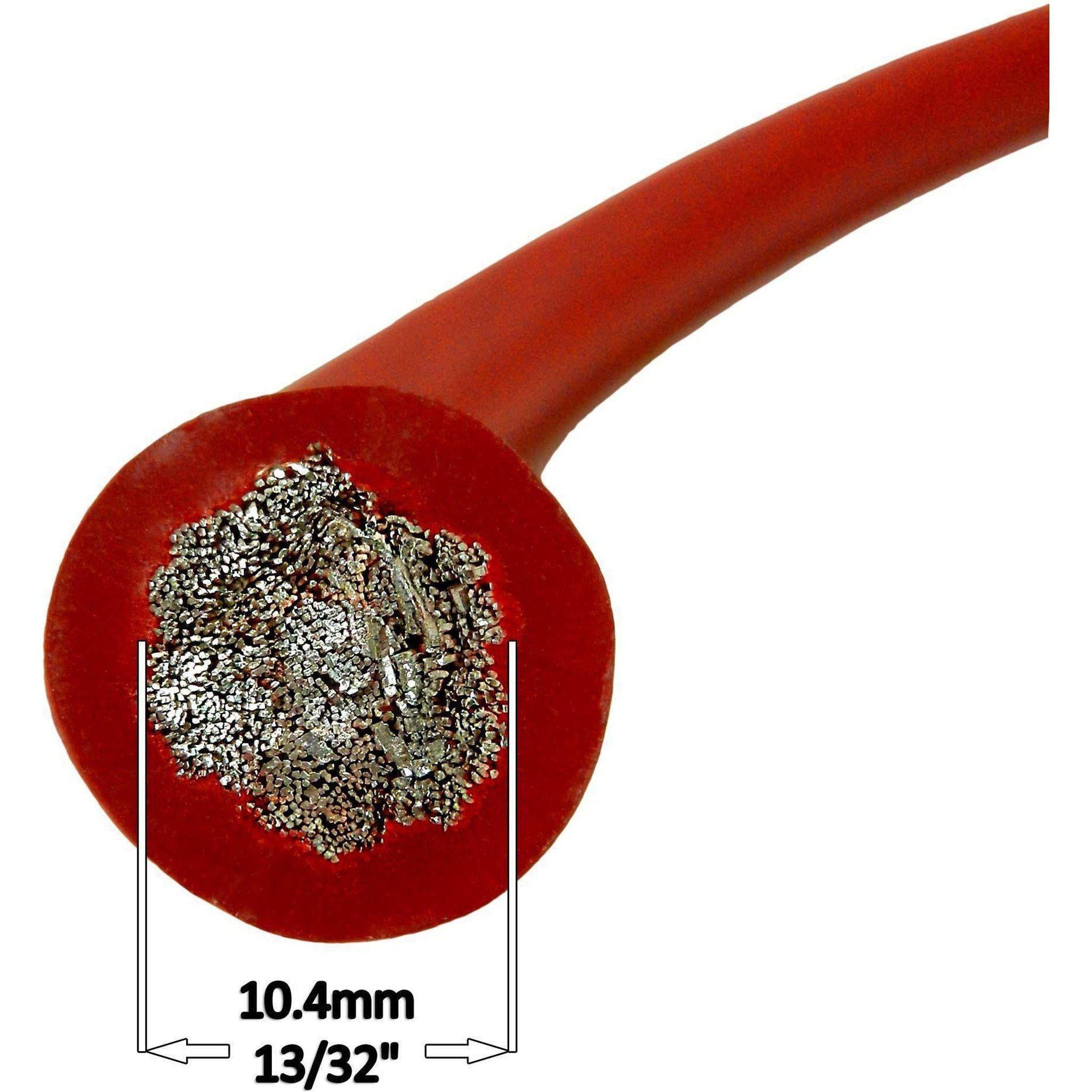 PW0G50 Red Flexible CCA Copper Power Cable 0 AWG (50 Feet)-Bass Rockers-3