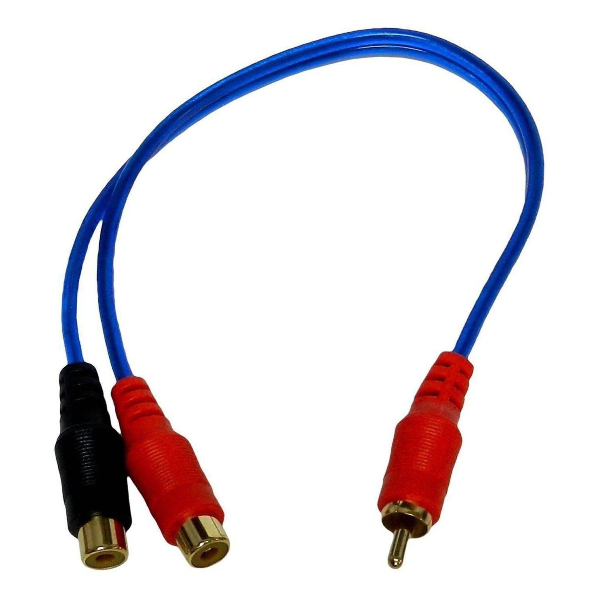RC2F1M Blue 1 Male To 2 Female RCA Y-Splitter Audio Cable-Bass Rockers-1