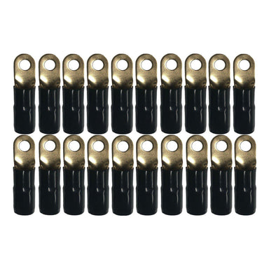 TR0G Black/Red Gold Plated Ring Terminal Crimp Connectors 0GA (20 pieces)-Bass Rockers-1