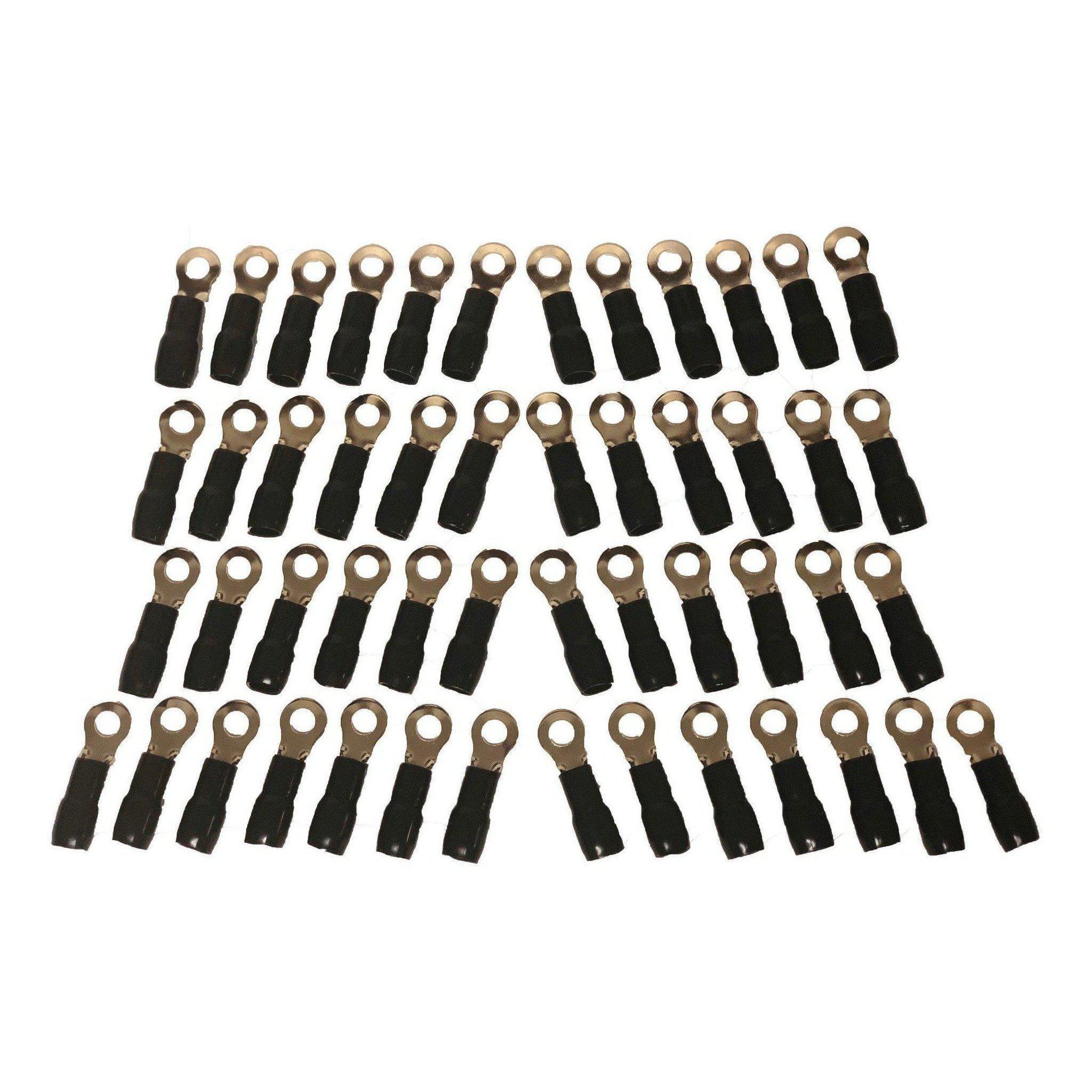 TR4G Black/Red Gold Plated Ring Terminal Crimp Connectors 4GA (50 pieces)-Bass Rockers-1